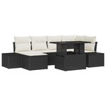vidaXL Ensemble de canapé de jardin 7 pièces avec coussins en poly rattan noir