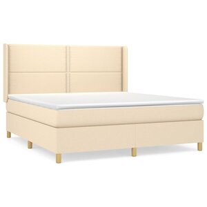 vidaXL Sommier à lattes de lit avec matelas Crème 180x200 cm Tissu
