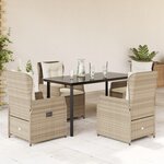 vidaXL Ensemble à manger de jardin avec coussins 5Pièces Beige poly rotin