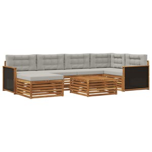 vidaXL Ensemble de canapés d'extérieur 7 pc Naturel et gris clair