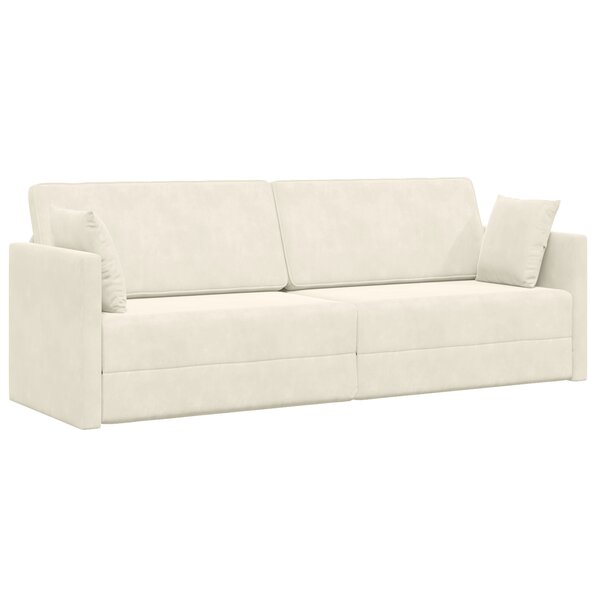 vidaXL Sofa lit au sol 2-en-1 Crème 213x144x60 cm Velours