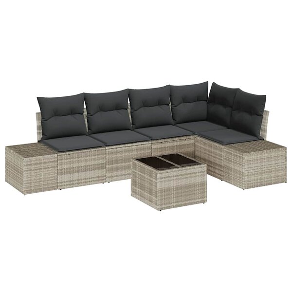 vidaXL Ensemble de canapé de jardin 6 Pièces Gris clair polyrotin