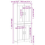 vidaXL Buffet haut Gris béton 69 5x34x180 cm Bois d'ingénierie