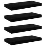vidaXL Étagère murale flottante 4 Pièces Noir brillant 50x23x3 8 cm MDF