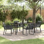 vidaXL Ensemble de salle à manger pour jardin 5 Pièces Noir Poly rotin