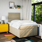 vidaXL Sommier à lattes de lit avec matelas Crème 120x200 cm Tissu