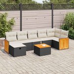 vidaXL Salon de jardin 8 Pièces avec coussins noir résine tressée