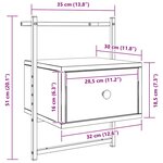 vidaXL Table de chevet murale chêne fumé 35x30x51 cm cm