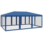 vidaXL Tente de fête avec 10 parois latérales en maille bleu 6x4m PEHD