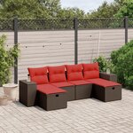 vidaXL Salon de jardin 6 Pièces avec coussins marron résine tressée