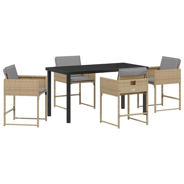 vidaXL Ensemble de salle à manger pour jardin 5 Pièces Beige Poly rotin