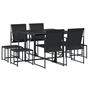 vidaXL Ensemble à manger de jardin 9 Pièces noir textilène