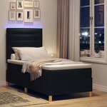 vidaXL Lit à ressort LED avec matelas Noir 80 x 200 cm tissu