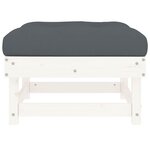 vidaXL Repose-pied de jardin avec coussin blanc bois de pin massif
