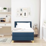 vidaXL Lit à ressort LED avec bandes LED Bleu 90 x 200 cm tissu