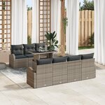 vidaXL Ensemble de canapé de jardin de 8 pièces avec coussins gris en poly rattan