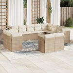 vidaXL Salon de jardin avec coussins 12 Pièces beige résine tressée