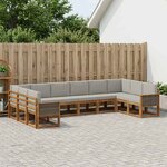 vidaXL Ensemble de canapés d'extérieur 10 pc Naturel et gris clair
