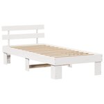 vidaXL Cadre de lit avec tête de lit Blanc 75 x 190 cm Pin massif