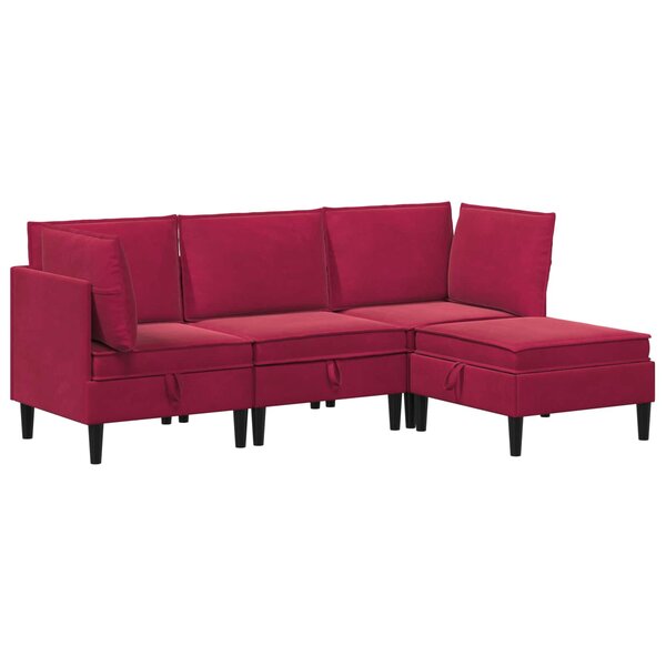 vidaXL Ensemble de meubles pour le salon 4 Pièces Bordeaux Velours