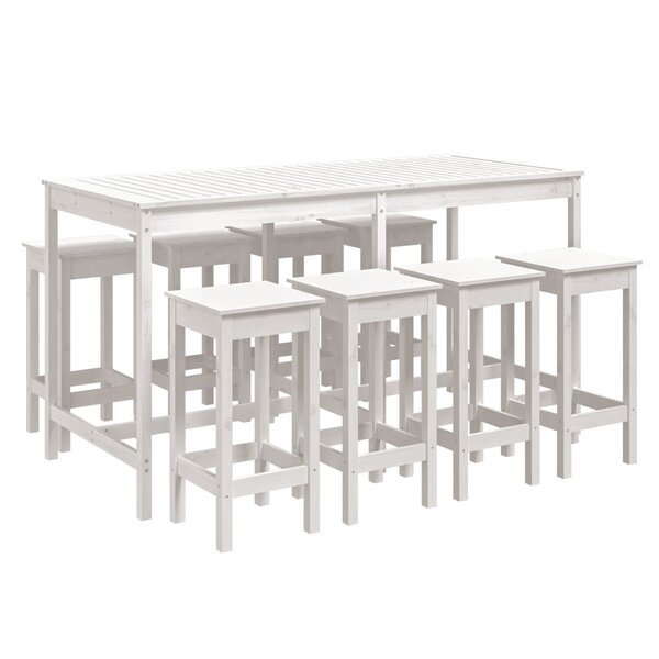 vidaXL Ensemble de bar de jardin 9 Pièces blanc bois de pin massif