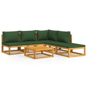 vidaXL Salon de jardin 6 Pièces avec coussins vert bois massif