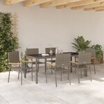 Ensemble de salle à manger de jardin 7 pièces vidaXL en poly rattan gris
