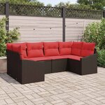 vidaXL Ensemble de Canapés avec coussin 6 Pièces Marron polyrotin