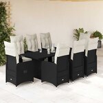 vidaXL Ensemble de bistro de jardin 9 Pièces coussins noir poly rotin
