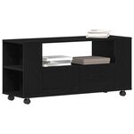 vidaXL Meuble TV avec roulettes chêne noir bois d'ingénierie