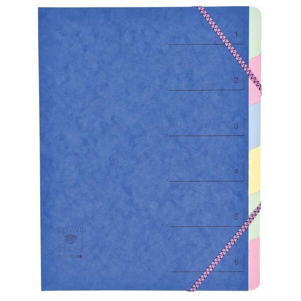 Trieur 6 onglets CL 7/10ème Dos extensible à élastiques Rubriques imprimées Coloris Aléatoire COUTAL