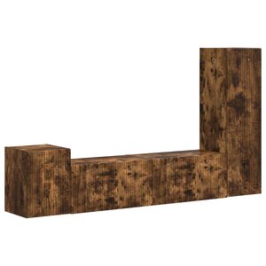 vidaXL Ensemble meuble TV 4 Pièces Chêne fumé Bois d'ingénierie