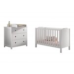 Amori Blanc Lit Bébé 60x120cm Commode plan à langer