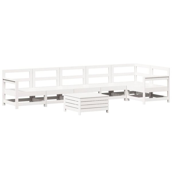 vidaXL Salon de jardin 7 Pièces blanc bois de pin massif