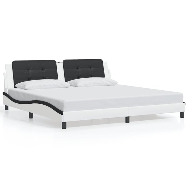vidaXL Cadre de lit sans matelas blanc et noir 200x200 cm similicuir