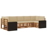 vidaXL Ensemble de canapé d'angle 7 Pièces Naturel et Beige Polyester