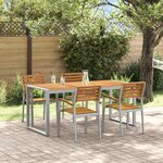 vidaXL Ensemble de salle à manger pour jardin 5 Pièces Gris et marron