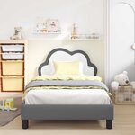 vidaXL Cadre de lit avec tête de lit Gris clair 90 x 200 cm PU