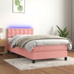 vidaXL Sommier à lattes de lit avec matelas et LED Rose 100x200 cm