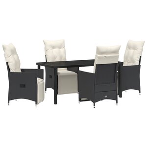 vidaXL Ensemble de jardin 5 pièces avec coussins en poly rotin noir