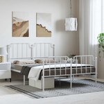 vidaXL Cadre de lit métal sans matelas et pied de lit blanc 150x200 cm