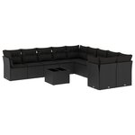 vidaXL Salon de jardin 11 Pièces avec coussins noir résine tressée