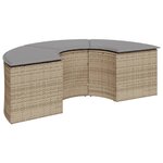vidaXL Salon de jardin 3 Pièces demi-rond beige résine tressée