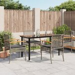 vidaXL Ensemble à manger de jardin 5 Pièces coussins gris résine tressée