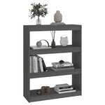 vidaXL Bibliothèque/Séparateur de pièce Gris 80x30x103 5 cm Pin massif