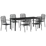 vidaXL Ensemble de salle à manger pour jardin 7 Pièces Noir