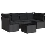 vidaXL Salon de jardin 7 Pièces avec coussins noir résine tressée