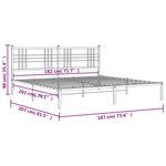vidaXL Cadre de lit métal sans matelas et tête de lit blanc 180x200 cm