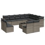 vidaXL Salon de jardin avec coussins 13 Pièces gris résine tressée