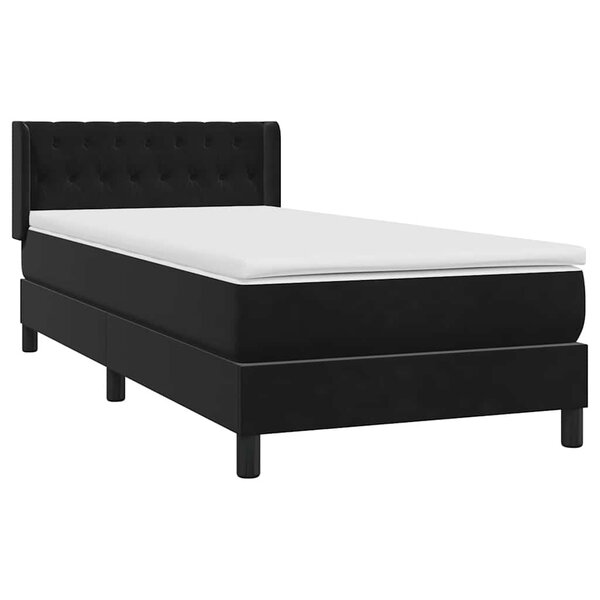 vidaXL Sommier à lattes de lit avec matelas noir 90x220 cm velours